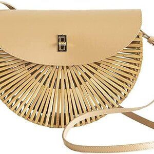 Handwoven Bamboo Bag Summer Straw Purse Crossbody Bags for Women Natural Handmad